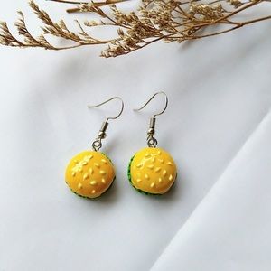 Cheeseburger w Lettuce & Sesame Seed Bun earrings
